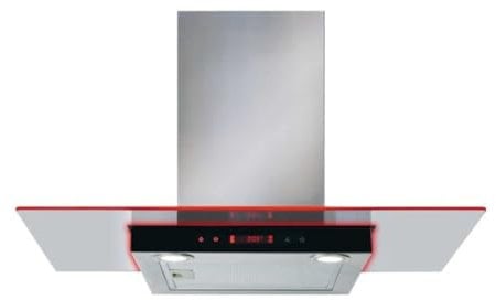 CDA 90cm Flat Glass Chimney Hood with LED Edge Lighting - Stainless Steel