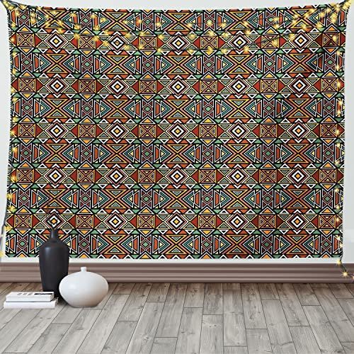 ABAKUHAUS aztekisch Wandteppich, Boho Triangles aus Weiches Mikrofaser Stoff Waschbar ohne Verblassen Digitaldruck, 150 x 110 cm, Taupe