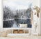 ABAKUHAUS Waldgebiet Wandteppich und Tagesdecke, Trees in Cold Day Lake, aus Weiches Mikrofaser Stoff Wand Dekoration Für Schlafzimmer, 230 x 140 cm, Weiß Braun