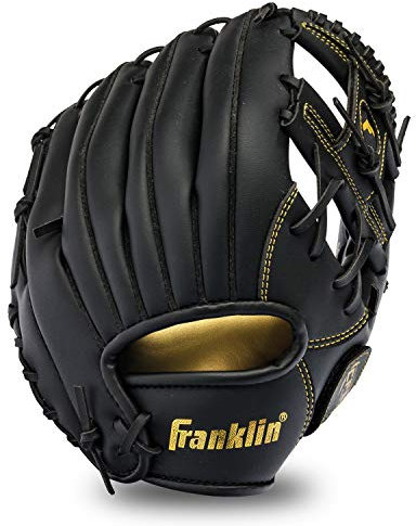 Franklin Sports Baseball and Softball Glove - Field Master - Baseball and Softball Mitt - Adult and Youth Glove - Right Hand Throw - 11 - Black/Gold