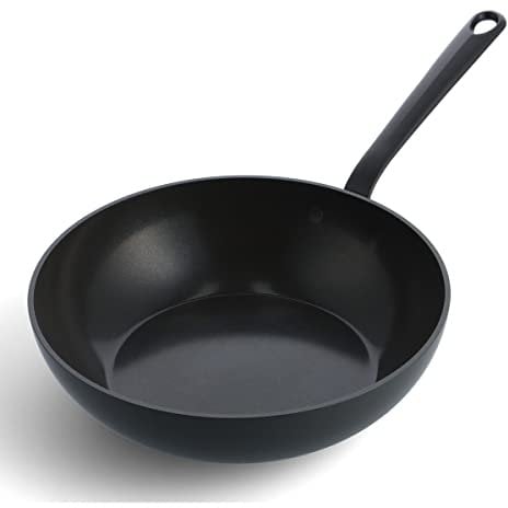 GreenPan Craft Poêle wok 28 cm/3,6 litres en céramique anodisée dure, sans PFAS, sans induction, sans risque pour le lave-vaisselle, sans risque pour le four, noir