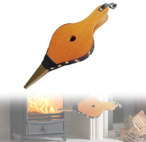 NANANA Manuelle Kamin Gebläse Holz Blasebalg Grillgebläse für Feuerstelle Im Innen- und Außenbereich, Holzofen, Kamin, Camping, 38x17cm
