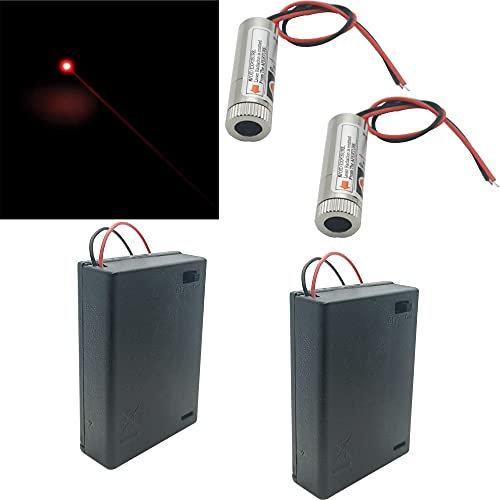 CTRICALVER Module Laser Circulaire 650nm Focalisable - 2pcs Avec Lentille en Plastique, Réglable 3-5V Rouge - 2pcs Supports de Batterie AA