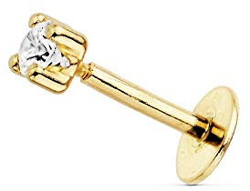 Piercing Gold Lip 18k glattes Zirkonit 2,5 mm. Coils Coons