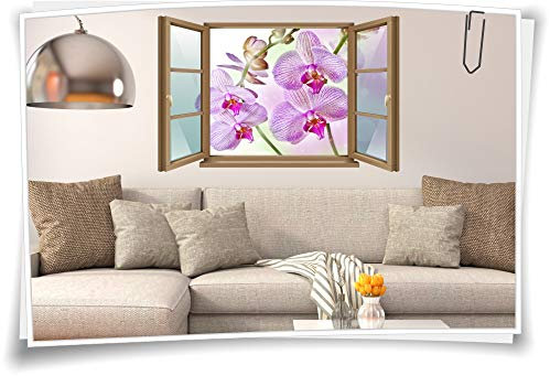 Medianlux Wand-Tattoo Wand-Bild Fenster Orchidee Blume Lila Violett SPA Aufkleber Folie Deko Wohnzimmer Küche Folie Digitaldruck, 150x97cm wb22wb887-127907