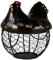 Luxshiny 1Pc Eggs Storage Basket, Chicken Shape Iron Egg Basket with Ceramic Cover, Black