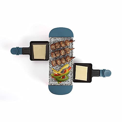 LIVOO DOC156W Appareil à Raclette 2 Personnes | Grill Pierre en Granite Amovible | Revêtement antiadhésif | 350 Watts