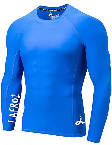 LAFROI Men's Long Sleeve UPF 50+ Baselayer Skins Performance Fit Compression Rash Guard-CLYYB Asym Blue Size LG