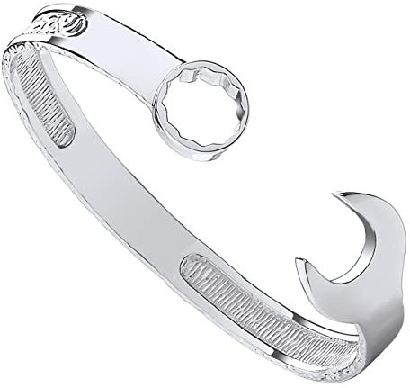 Old English Jewellers Sterling Silver Men's Heavy Spanner Bangle - 9mm Wide