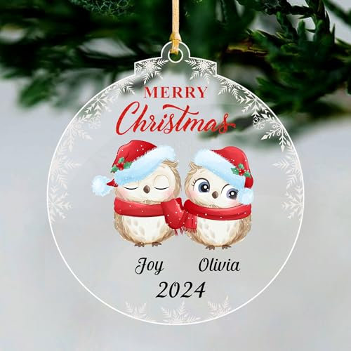 Personalised Christmas Bauble Personalised Christmas Tree Decorations 2025 Personalised Xmas Baubles Christmas Ornaments for Family UV Print(Round Family of 2)