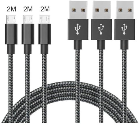OuiSmart® Câbles USB, Micro USB, Type-C et pour iPhone (Pack 3 câbles Micro USB 2m, Argent)