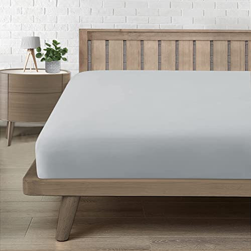 Spannbettlaken 135x200cm, Bettlaken 135x200 bis 30cm - Oeko-Tex Zertifiziert - Premium 100% Mikrofaser Weiches Spannbetttuch Leintuch Ganzjährig - Hellgrau
