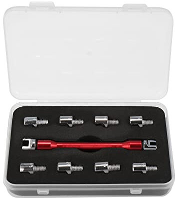 Motoforti 5.0-6.8 - Llave universal para radios de rueda de motocicleta CNC, herramienta de reparación, color rojo