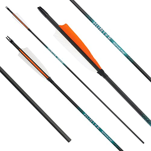 [6er, 12er, 18er und 24er Pack] Sphere Hunter Pro - Carbonpfeil mit Naturfedern; besonders für Jagd- BZW. 3D-Schützen, Sport mit Pfeil und Bogen (Spine 700, 6er Pack)