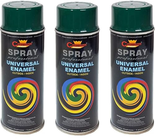 Lot de 3 bombes de peinture en spray RAL 6005 - Vert mousse brillant - 400 ml - Peinture colorée pour bois, métal
