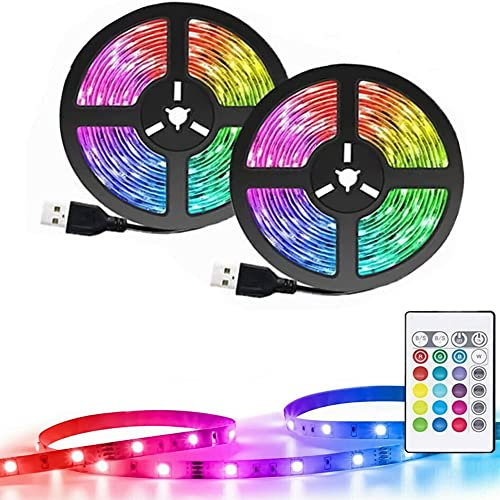 IMBTECH 5050 RGB Led Strip Lights, USB Colour Changing Tape, Under Cabinet Kitchen Tv, Led Strip Lights, Led Strip Colour Changing, Led Fairy Light, RGB Light Strip Set with Remote Control (1M)