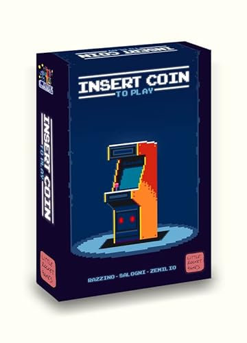 LITTLE ROCKET GAMES INSERT COIN TO PLAY Brettspiel auf Italienisch: Strategie, Retro Gaming, 6 Spieler, ab 8 Jahren