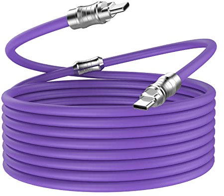 WLGQ Câble universel de charge rapide USB C vers C, USB PD de 100 W, en silicone liquide doux pour la peau, violet clair, 1 m