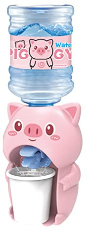 Homoyoyo Mini dispensador de agua con diseño de cerdo de dibujos animados, modelo de fuente de bebida, modelo educativo, accesorios de cocina para niños, casa de muñecas, plástico seguro