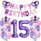 Luftballons 15. Geburtstag deko mädchen Lila Folienballon 15 jahre Geburtstag dekoration mädchen Happy Birthday 15 Geburtstag deko mädchen lila ballon 15 Geburtstagsdeko 15 Geburtstag mädchen