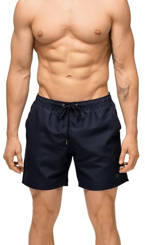 DANISH ENDURANCE Swimming Shorts Men, Quick-Dry Swim Shorts, Lightweight, with Mesh Lining, Navy, L