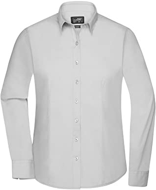 James & Nicholson Damenbluse Poplin Langarm - Taillierte Bluse in pflegeleichtem Materialmix