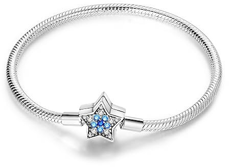 Hapour 925 Plata de Ley Pulsera de Encanto para las Mujeres Mariposa Mejor Amigo Corazón Luna y Estrella Cadena de la Serpiente Pulsera de Encanto con 5A Cubic Zirconia