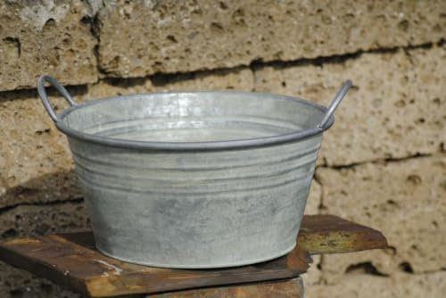 Kunert-Keramik Zinkwanne,antik-grau,Pflanzgefäß,28,5cm Durchmesser
