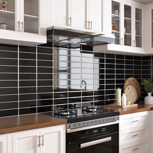 Yullpaper 3D Fliesenaufkleber Schwarz Bad Küche Vinyl Fliesen Selbstklebend Flexible Badezimmer Fliesen Überkleben Küchenrückwand Küchenspiegel Schwarz Selbstklebende Fliesen Küche 30x30cm 10 Stück