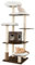 GOPLUS Arbre a Chat en Bois, 87 x 87 x 175 CM, 6 Niveaux, Arbre a Chat XXL avec Plateformes, Coussins Confortables, Poteaux en Sisal, Niche pour Couchage, Conception Anti-Bascule, Brun+Naturel