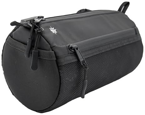 Lumiere & Co. Bike Handlebar Bag - Durable, Multiple-Size Options and Multi-Color Options -Dual Elastic Straps, Clips & Hook & Loop Attachments (Large, Black)