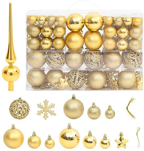 111-tlg. Weihnachtskugel-Set Golden Polystyrol, LAPOOH Christbaumkugeln, Christbaumschmuck, Weihnachtsbaumkugeln, Weihnachtsbaum Dekorationen, Christbaum Kugeln