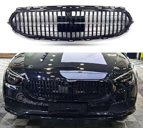 Auto Front Racing Kühlergrill für Mercedes Benz E-Klasse W213 Executive Edition 2021 2022 2023 Frontstoßstange Kühler Grill Maybach-Stil Gitter,Black