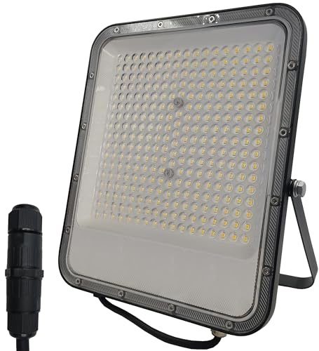 FactorLED Foco Exterior LED Negro 200W, Proyector AVANT PRO, 23000Lm, IP65 Resistente al agua, muy resistente IK10, Luz blanca fría 5700K (200)