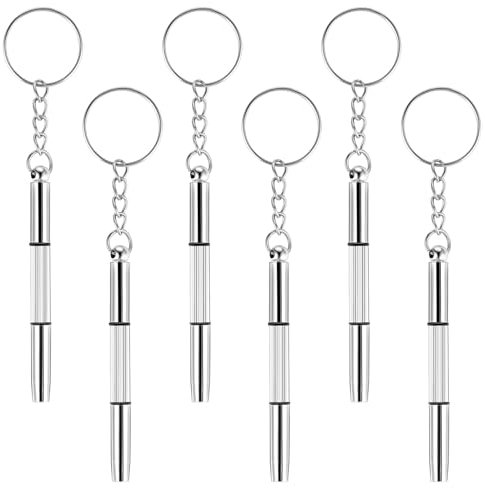 simarro 6 Stück Mini Brillen Schraubendreher, 3 in 1 Precision Screwdriver Set Edelstahl Screwdriver mit Schlüsselbund Tragbarer Schraubendreher für brillen, Schmuck und Uhren Reparatur