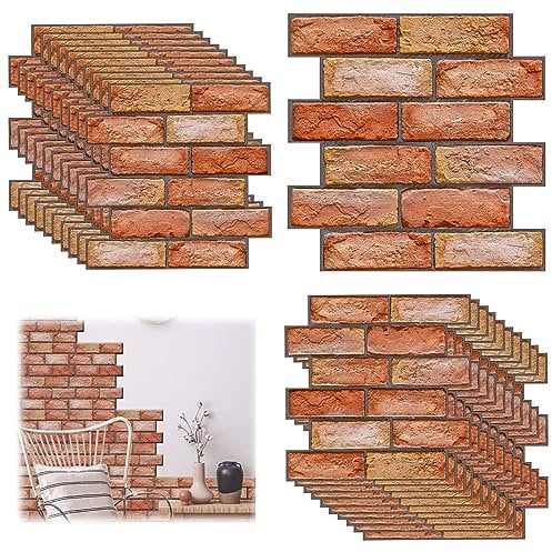 XMSZQU 40 Stück Tapete Wandverkleidung Steinoptik, 30×30 cm Wasserdichte PVC Steintapete, 3D Wandpaneele Steinoptik Selbstklebend, Wandpaneele füR Wandtür Schlafzimmer Küche