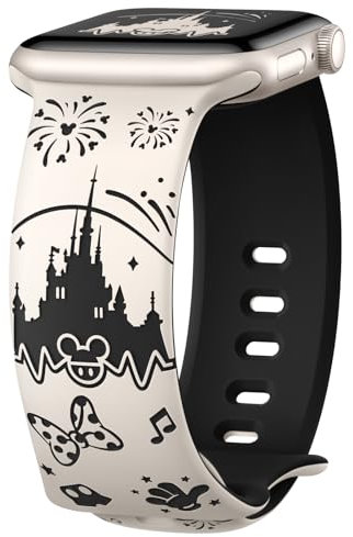 Joehwerr Cartoon Engraved Strap Compatible with Apple Watch Straps 40mm 41mm 38mm 42mm 44mm 45mm 46mm 49mm Women, Cute Soft Silicone Sport Strap for iWatch SE Series 10 9 8 7 6 5 4 3 2 1 Ultra