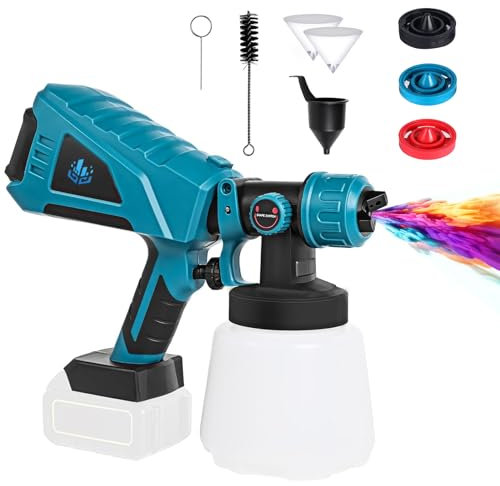 Pistola Pintura electrica inalámbrico Compatible con batería 18 V, pulverizador de Pintura de 1000 ml, máquina de Pintura para Pintar Paredes, Muebles, Vallas, techos (batería no incluida)