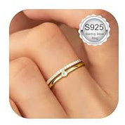 JeweBella Ring für Damen Silber 925 Zirkonia Eheringe Verlobungsring Trauringe Engagement Ringe Frauen Verstellbar Ringe Gold/Silber/Roségold