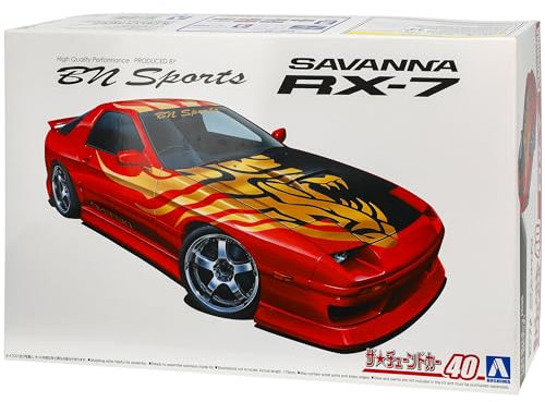 alles-meine.de GmbH Mazda RX-7 FC3S Coupe Savanna Rot BN Sports 2. Generation 1985-1991 Kit Bausatz 1/24 Aoshima Modell Auto mit individiuellem Wunschkennzeichen