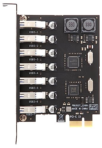 Niejgay Adaptador de Tarjeta de ExpansióN USB 3.0 PCI-E Adaptador de Concentrador de 7 Puertos Controlador Externo Extensor PCI-E Tarjeta PCI Express para Escritorio
