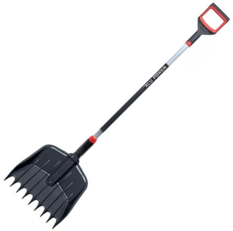 pokm toolsmarket - Innovativer 2 in 1 Schaufel-Rechen, 149cm Länge Gartenschaufel, Laubgreifer Laubsammler mit Alu Stiel, zum Zusammenfegen von Laub und Gartenabfällen, für Teich und Hof