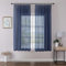 Joydeco 2er Set H160 x B140 cm Königsblau Voile Kurz Gardinen Vorhänge mit Kräuselband Transparent Polyester Vorhang Modern Wohnzimmer Schlafzimmer