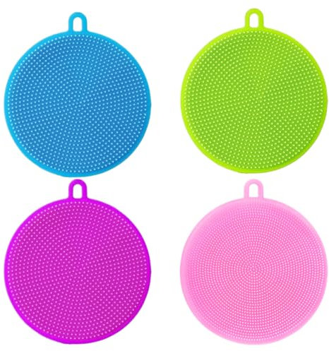 XPEX 4 Stück Spüllappen Putzschwamm Spülschwämme Geschirrschwamm Silikon schwamm Silikon Spül-Schwamm,kratzfreie Geschirr-Schwämme, hygienischer Haushaltsschwamm spülmaschinengeeignet