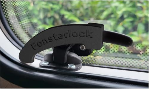 3D-Druck Camper Fenstersicherungen in Schwarz/Einbruchschutz/Verriegelung für Dometic Seitz Fenstergriff/Fensterhebel Wohnmobil- und Wohnwagenfenster (Typ 5, 2er Set Links)