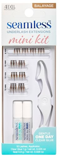 Ardell Seamless Underlash Extensions Mini Eyelash Kit, Balayage Lash Extension Kit, includes Duo Glue & Seal & Applicator Tool, Customisable Eyelashes, 10 Cluster Lashes
