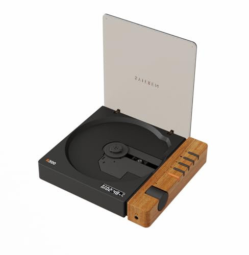 syitren R300 CD Player Portable Bluetooth Desktop Retro CD Players for Home,Without Speakers, Rechargeble Battery Small Compact Vintage CD Player,SPDIF Out,Brown