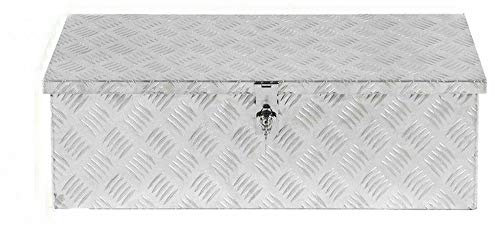 Aluminum Checker Plate Tool Box for Truck Trailers Storage Chest for Van Truck Lorry Pick up 99cm x 33cm x 26cm