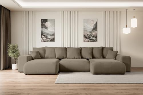 ALTDECOR Ecksofa mit Schlaffunktion U-Form Eskar-U 364x176x72 - Braun | Corner Sofa Bett Eckcouch Couch Wohnlandschaft Cauchsofa