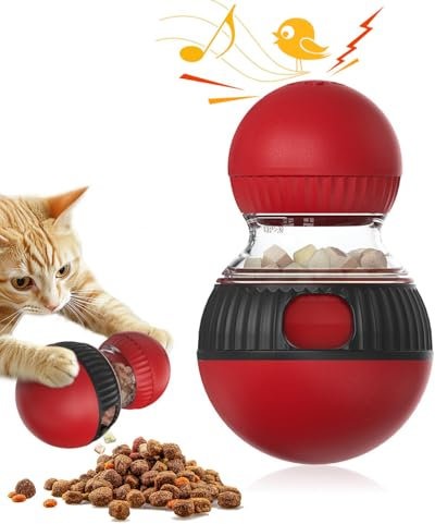 CyunCmay Birdsong Cat Toys for Indoor Cats Adult, Attractive Kitten Toys, Squeaky Slow Feeder/Food Dispenser, Interactive Cat Ball Toy for Exercise/Boredom Relief